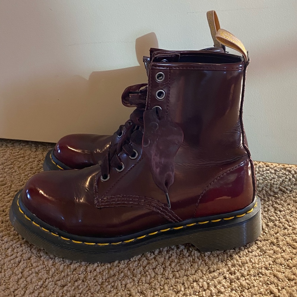 Maroon Doc Martins with maroon laces
